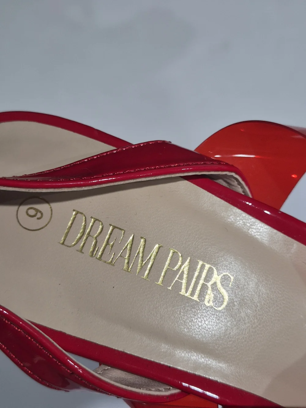 Dream Pairs Red Slingback Sandals with Clear Strap - Size 9 - Picture 6 of 13